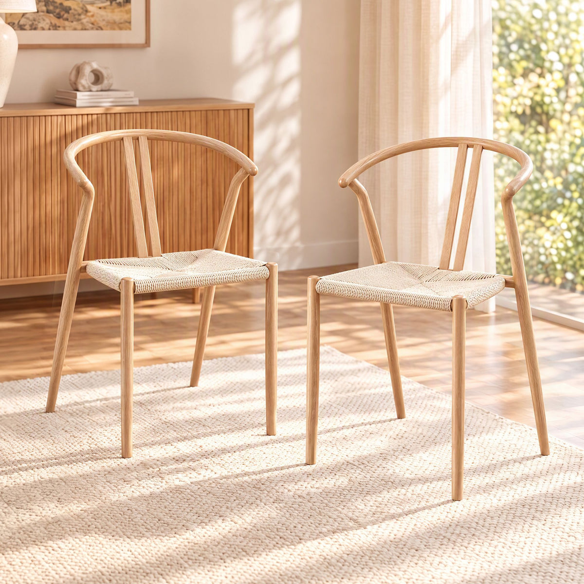 Artiss Dining Chairs Set of 2, Accent Chair for Living Room & Balcony Double Slat Back