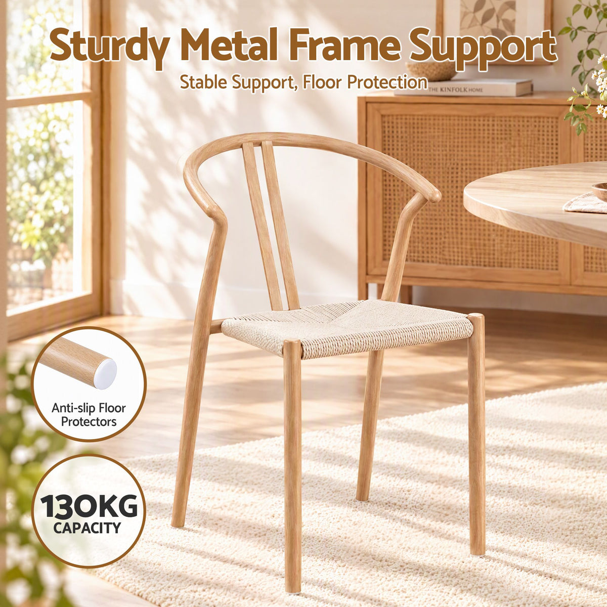 Artiss Dining Chairs Set of 2, Accent Chair for Living Room & Balcony Double Slat Back