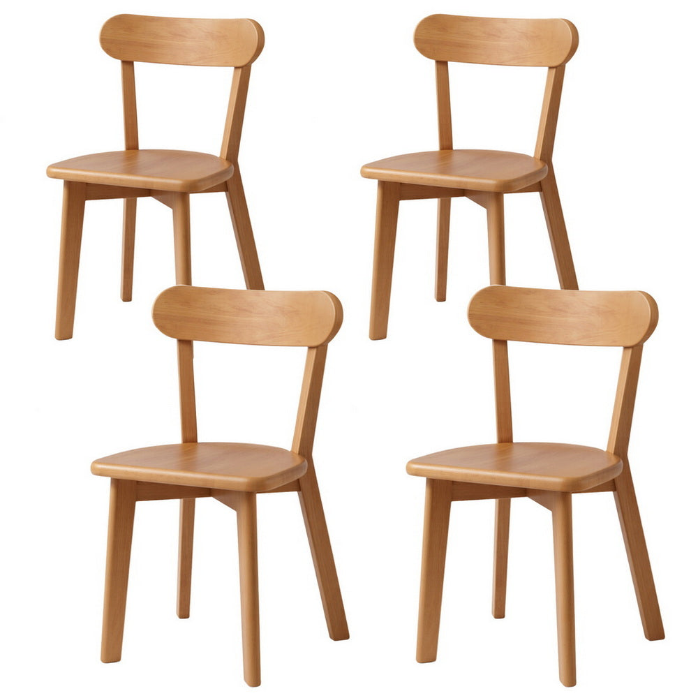 Artiss 4-Piece Dining Chairs Rubber Wood Natural Finish