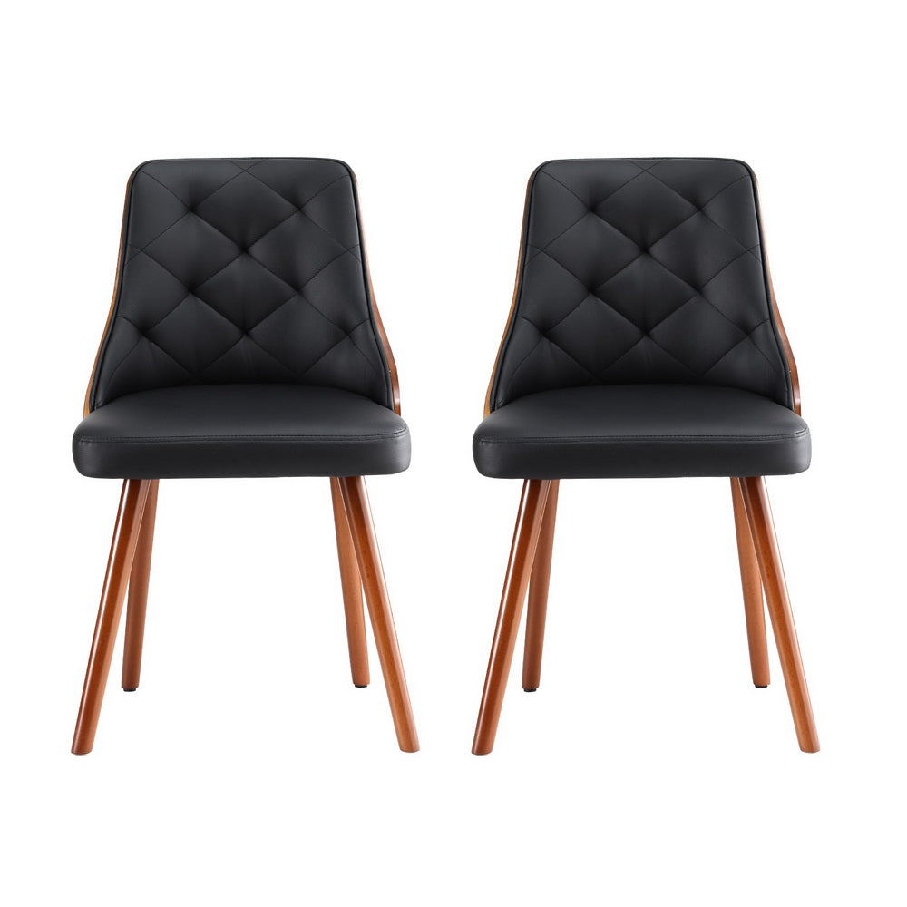 Artiss Set of 2 Dining Chairs Black PU Leather