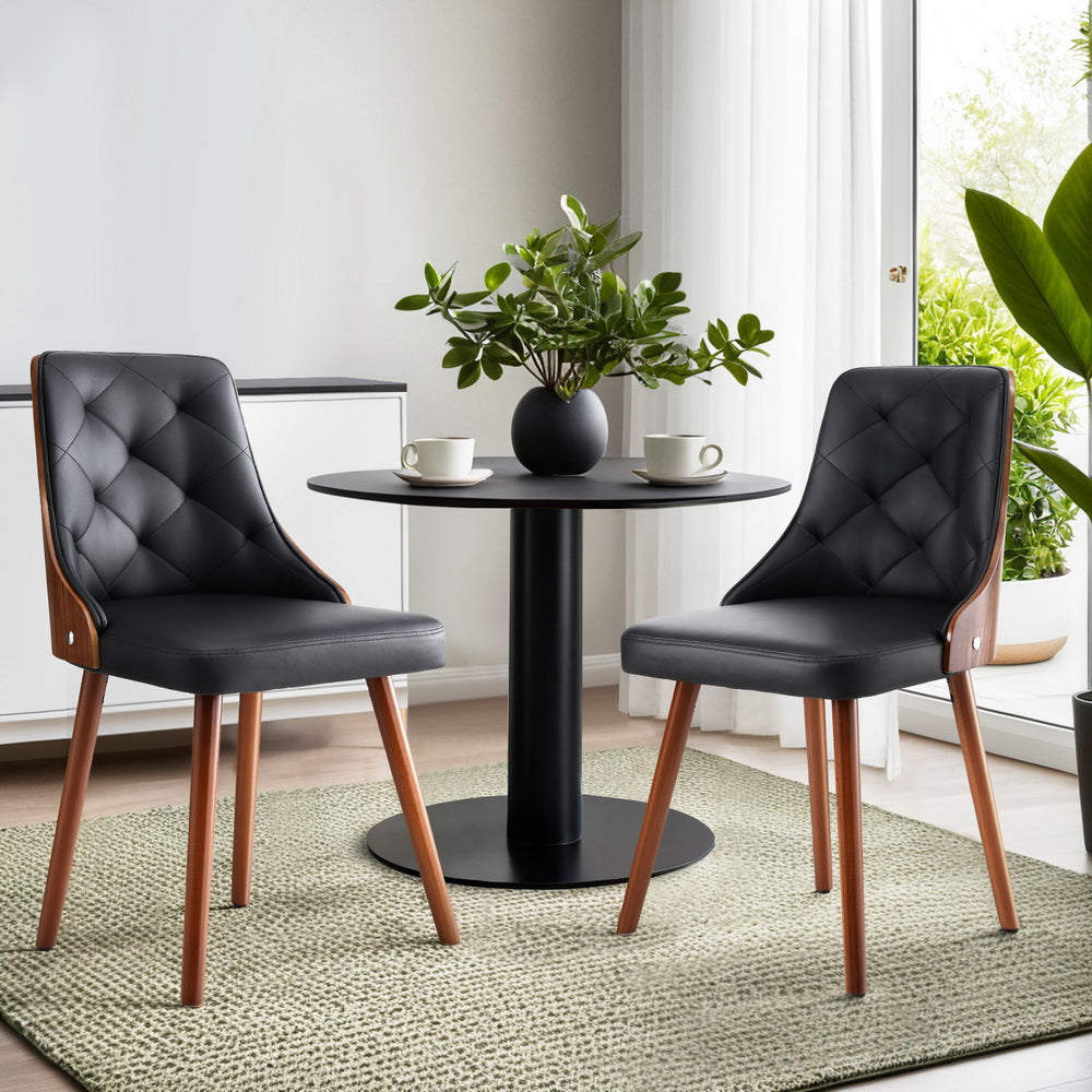 Artiss Set of 2 Dining Chairs Black PU Leather