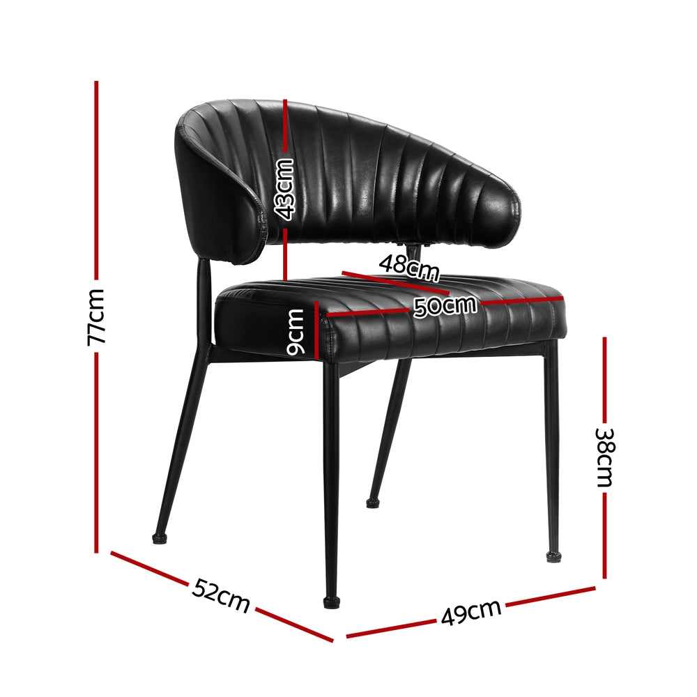 Yolanda Dining Chairs Set of 2 Leather Armchair Black
