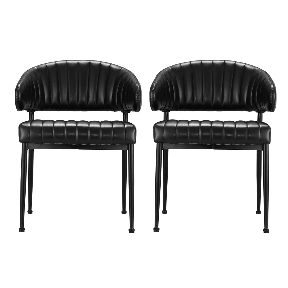 Yolanda Dining Chairs Set of 2 Leather Armchair Black