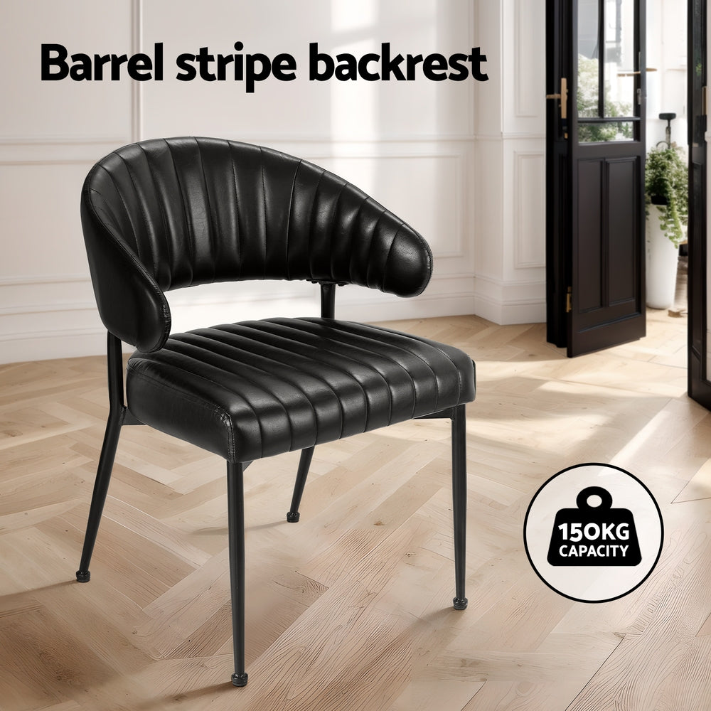 Yolanda Dining Chairs Set of 2 Leather Armchair Black
