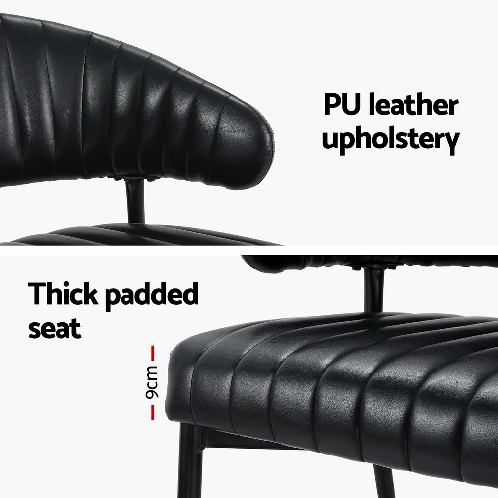 Yolanda Dining Chairs Set of 2 Leather Armchair Black