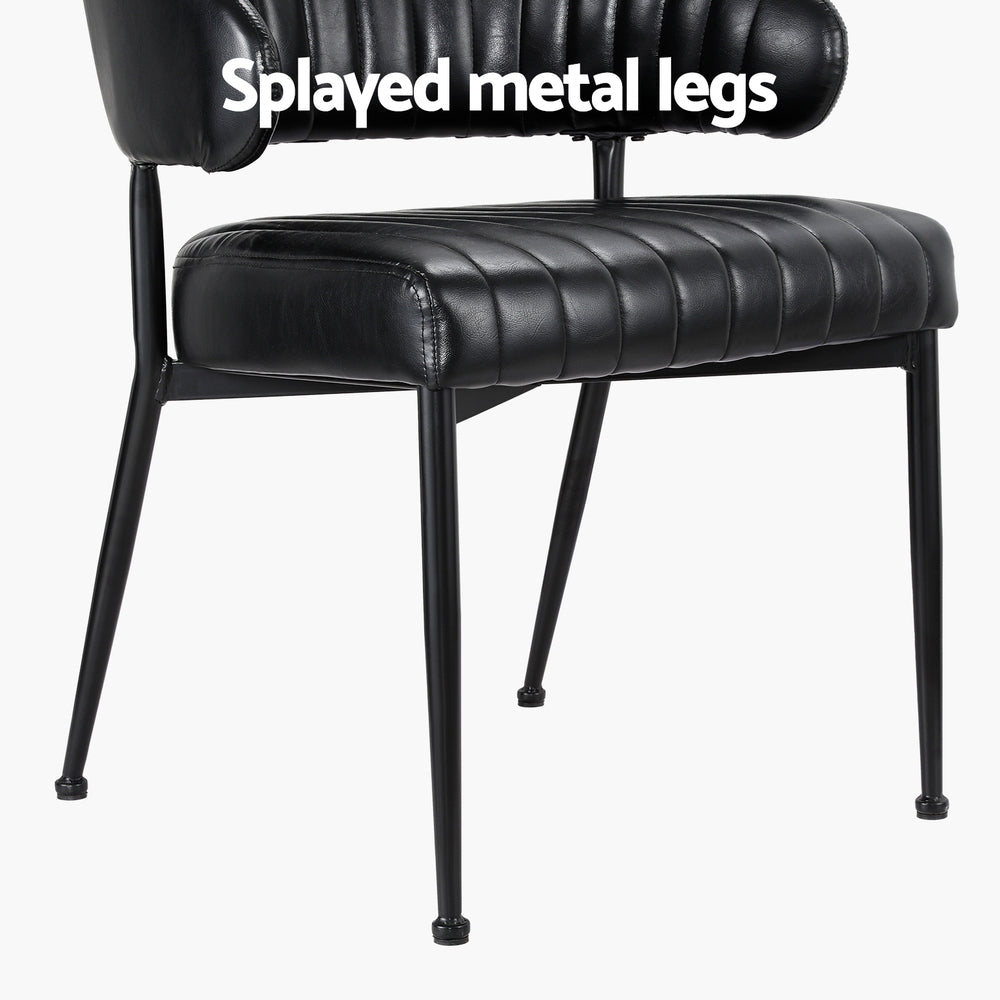 Yolanda Dining Chairs Set of 2 Leather Armchair Black