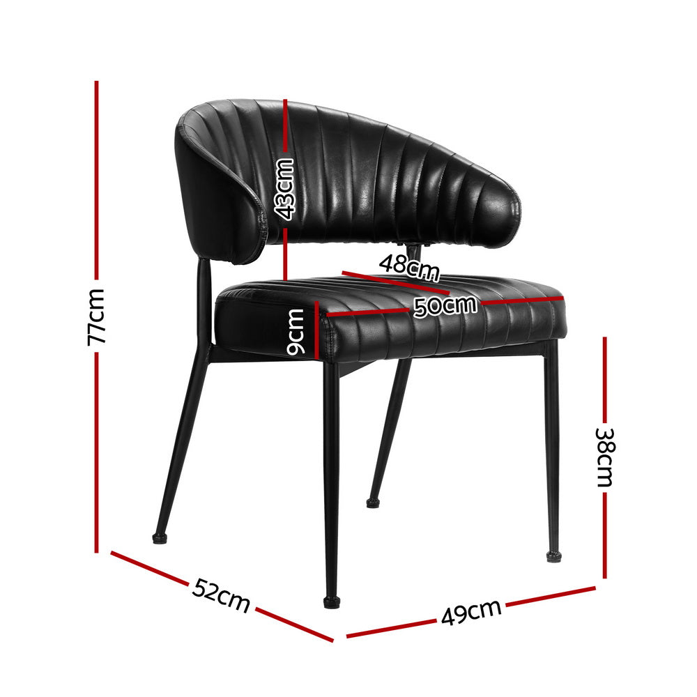 Yolanda Dining Chairs Set of 4 Leather Armchair Black
