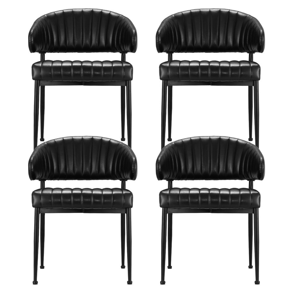 Yolanda Dining Chairs Set of 4 Leather Armchair Black