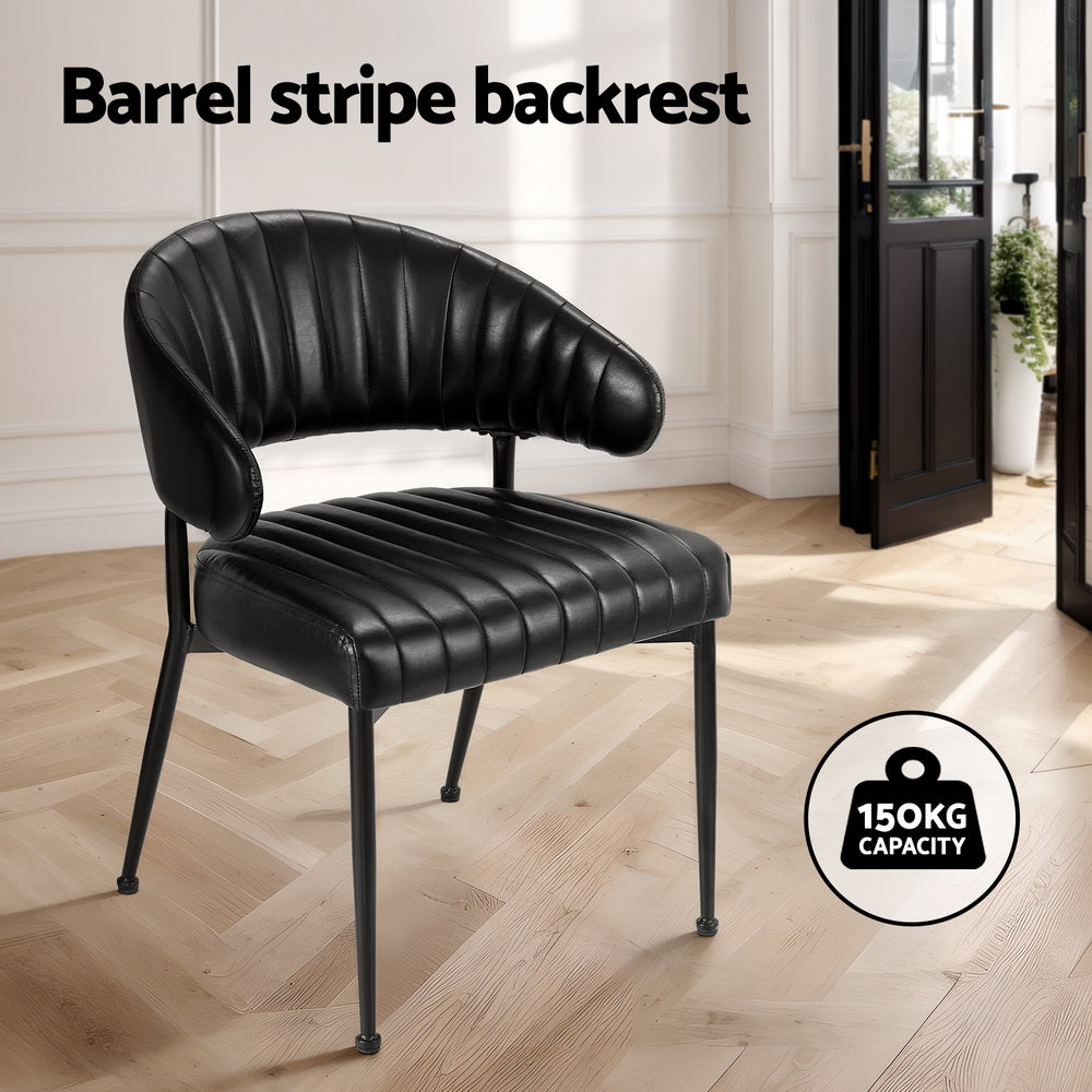 Yolanda Dining Chairs Set of 4 Leather Armchair Black