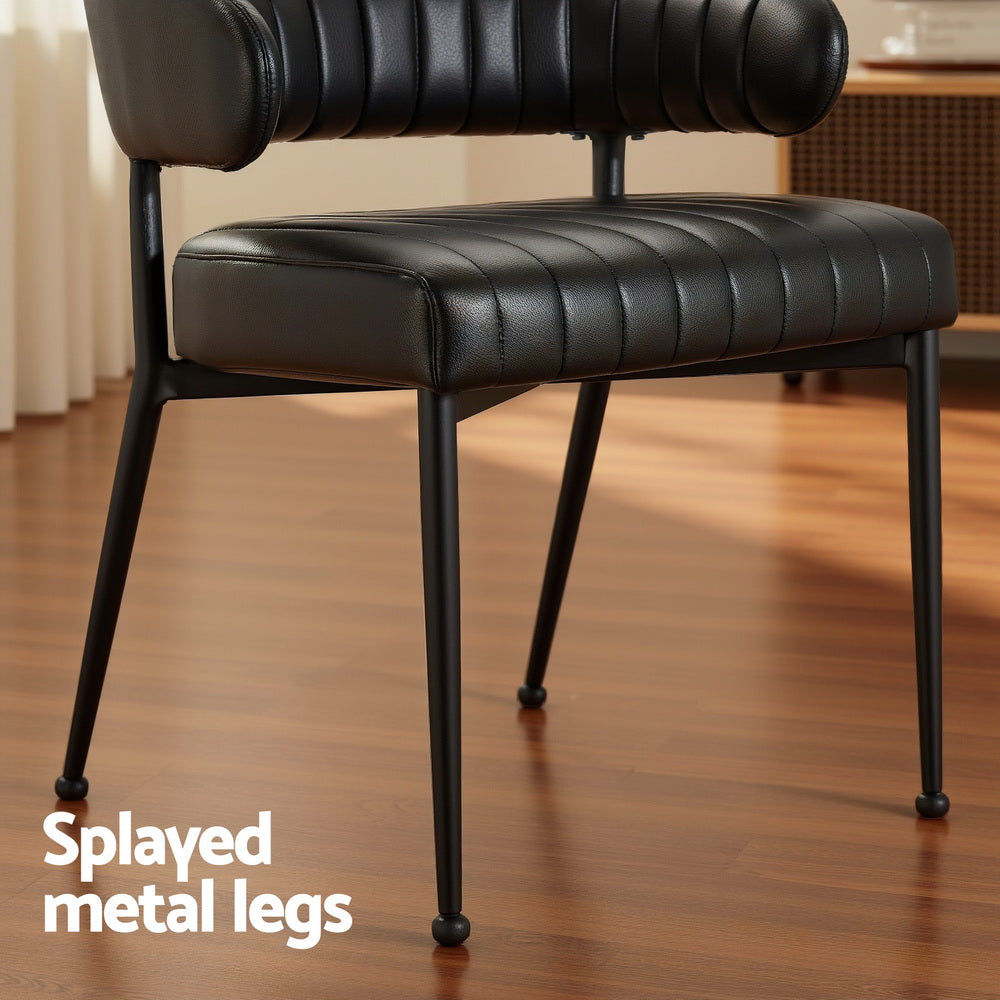 Yolanda Dining Chairs Set of 4 Leather Armchair Black