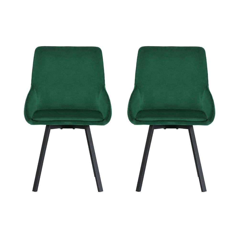 Sam Dining Chairs Set of 2 Velvet Swivel Base Green