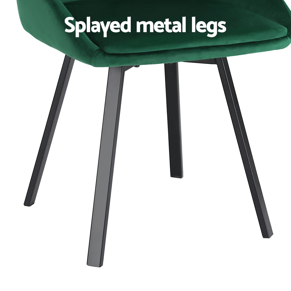 Sam Dining Chairs Set of 2 Velvet Swivel Base Green