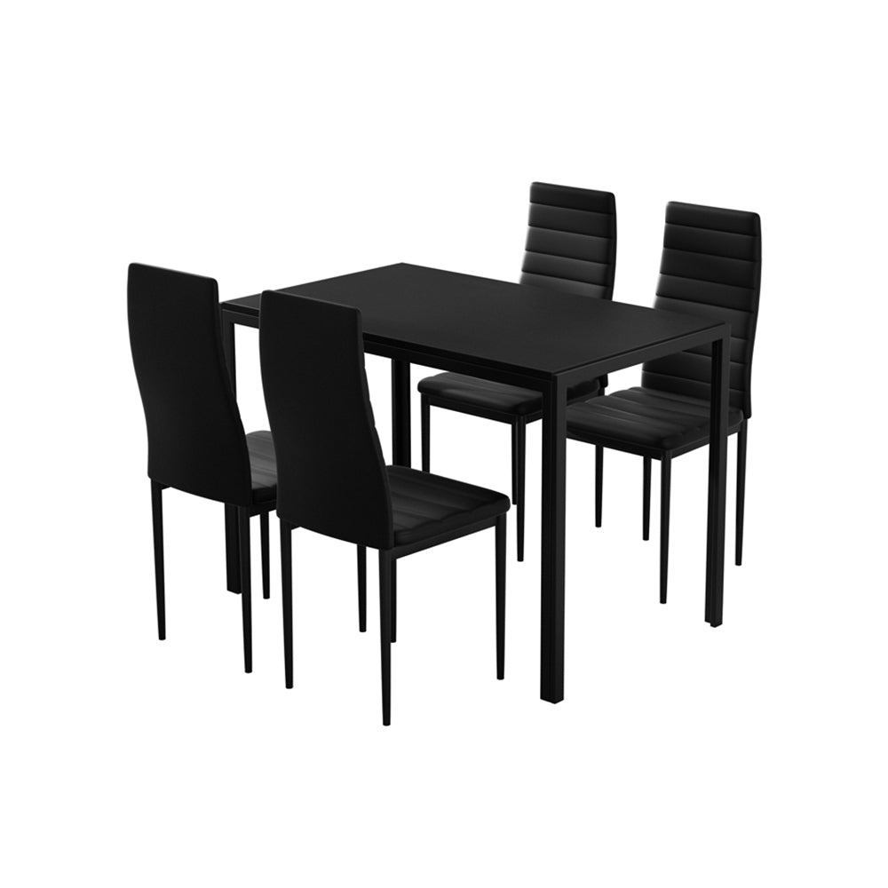 Artiss 5-Piece Dining Set Black Table and 4 Chairs