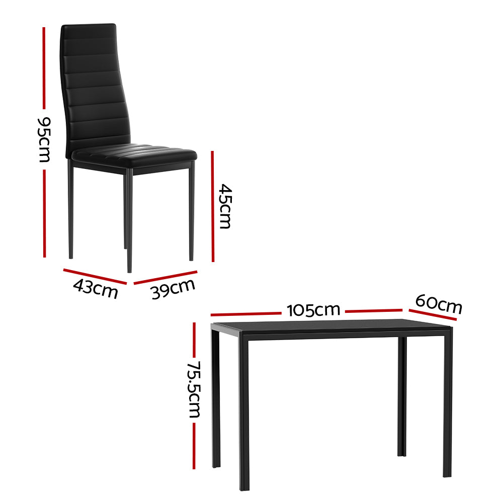 Artiss 5-Piece Dining Set Black Table and 4 Chairs