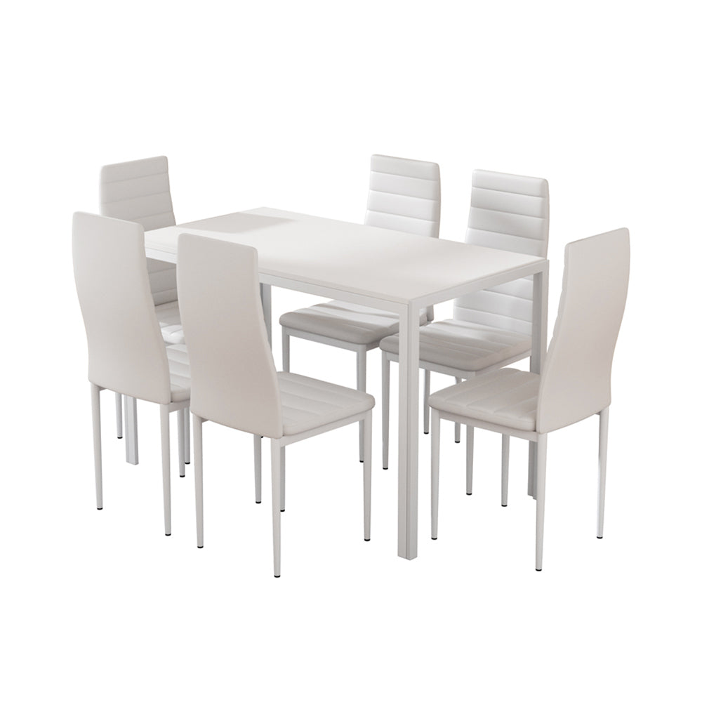 Artiss 7-Piece Dining Set White Table and Chairs