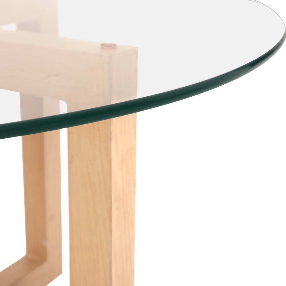 Round 80CM Coffee Table Tempered Glass Beige