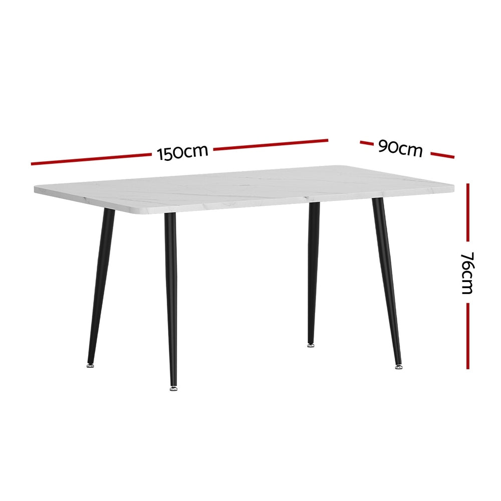 Artiss 1.5M Dining Table Marble Effect White Black
