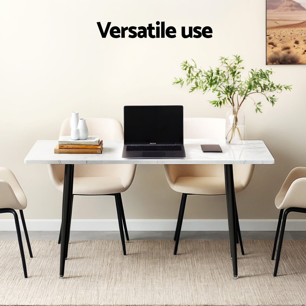 Artiss 1.5M Dining Table Marble Effect White Black