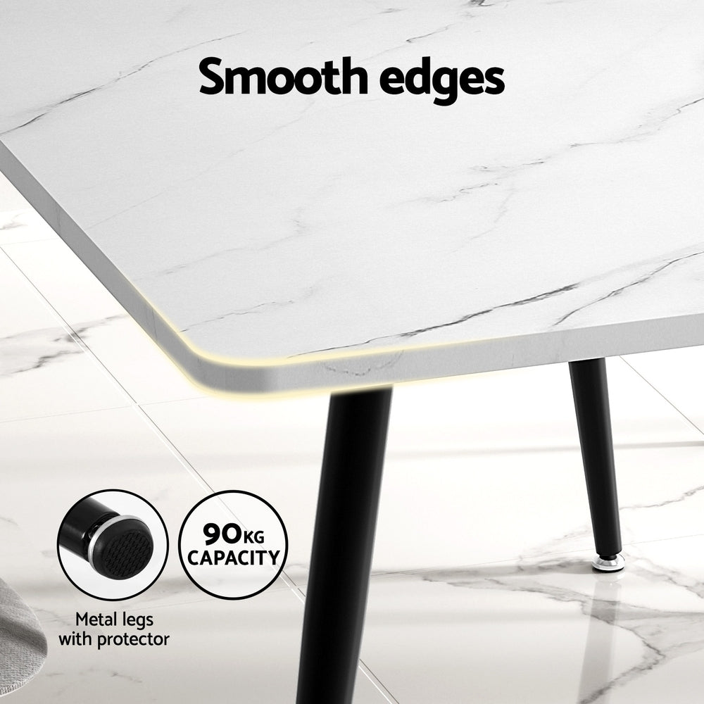 Artiss 1.5M Dining Table Marble Effect White Black