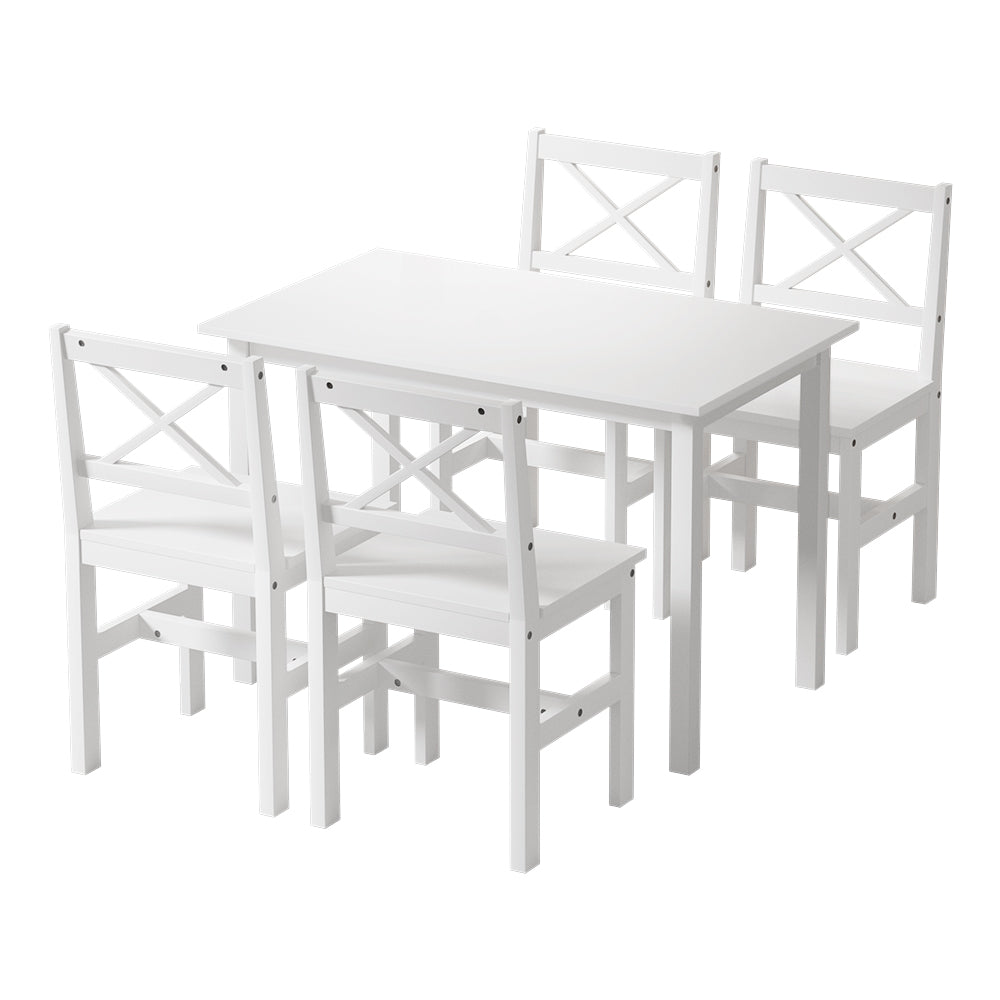 Kaye 4-Seater Dining Set White Table and Chairs