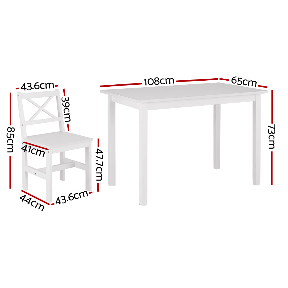 Kaye 4-Seater Dining Set White Table and Chairs