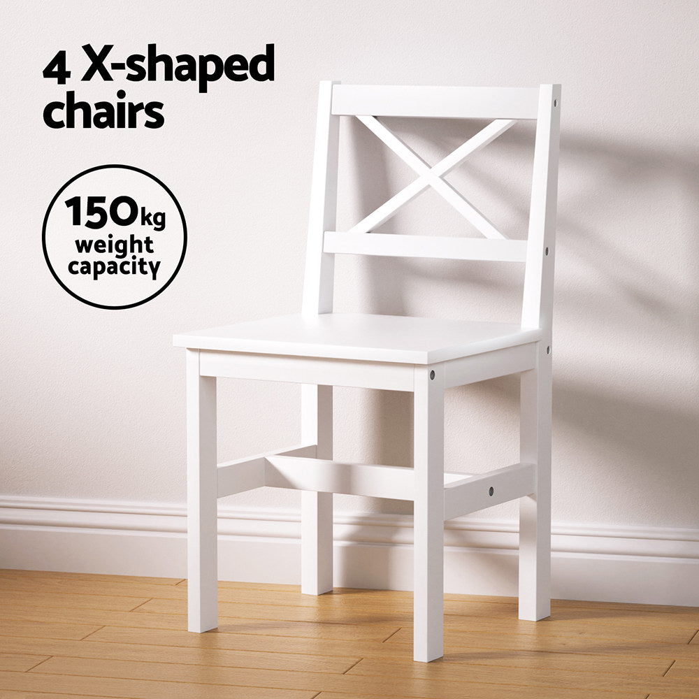 Kaye 4-Seater Dining Set White Table and Chairs