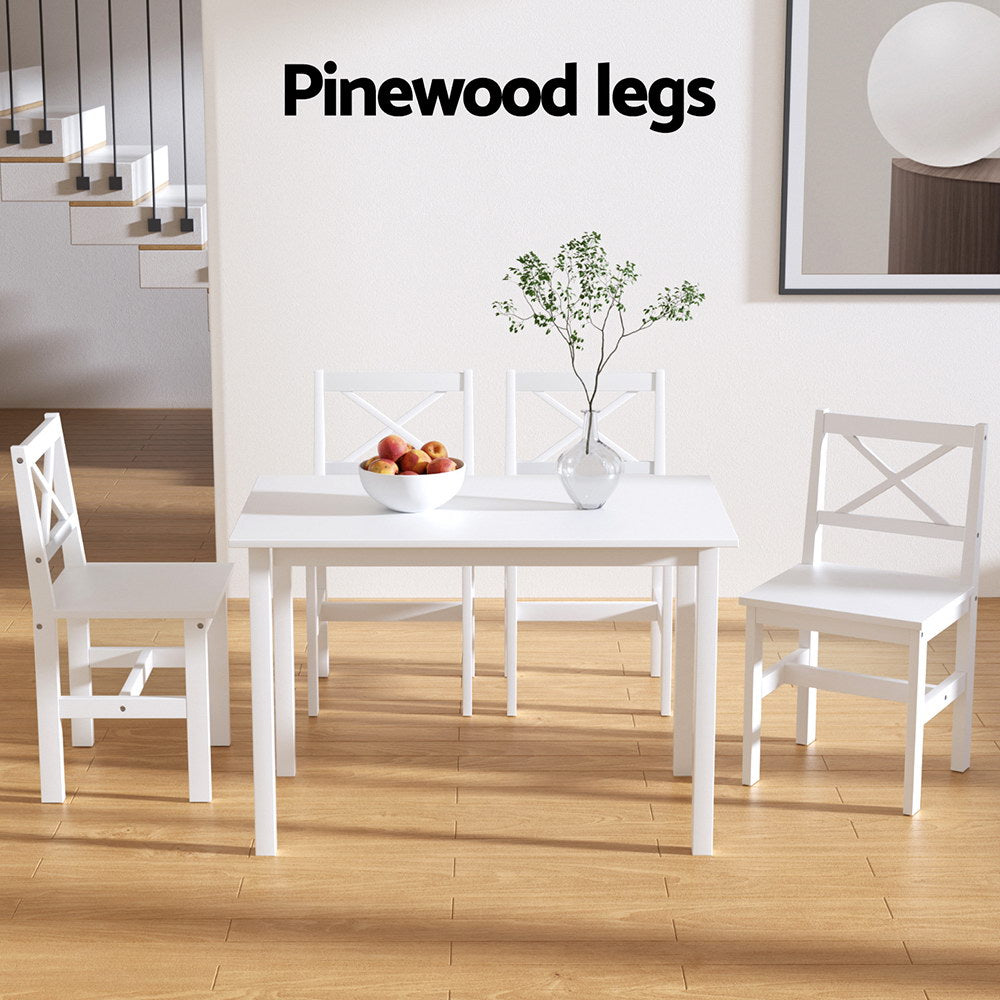 Kaye 4-Seater Dining Set White Table and Chairs