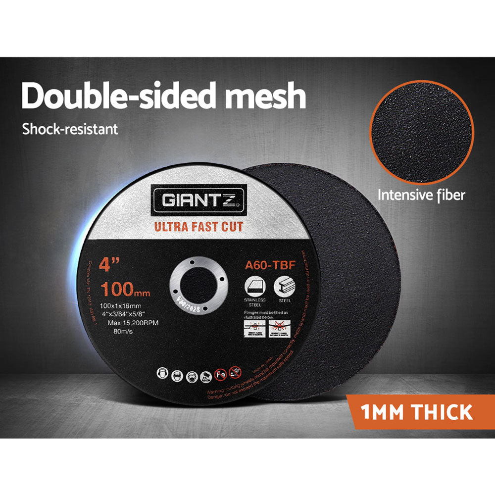 Giantz 25-Piece 100mm Cutting Discs Angle Grinder Thin Cut Off Wheels for Metal
