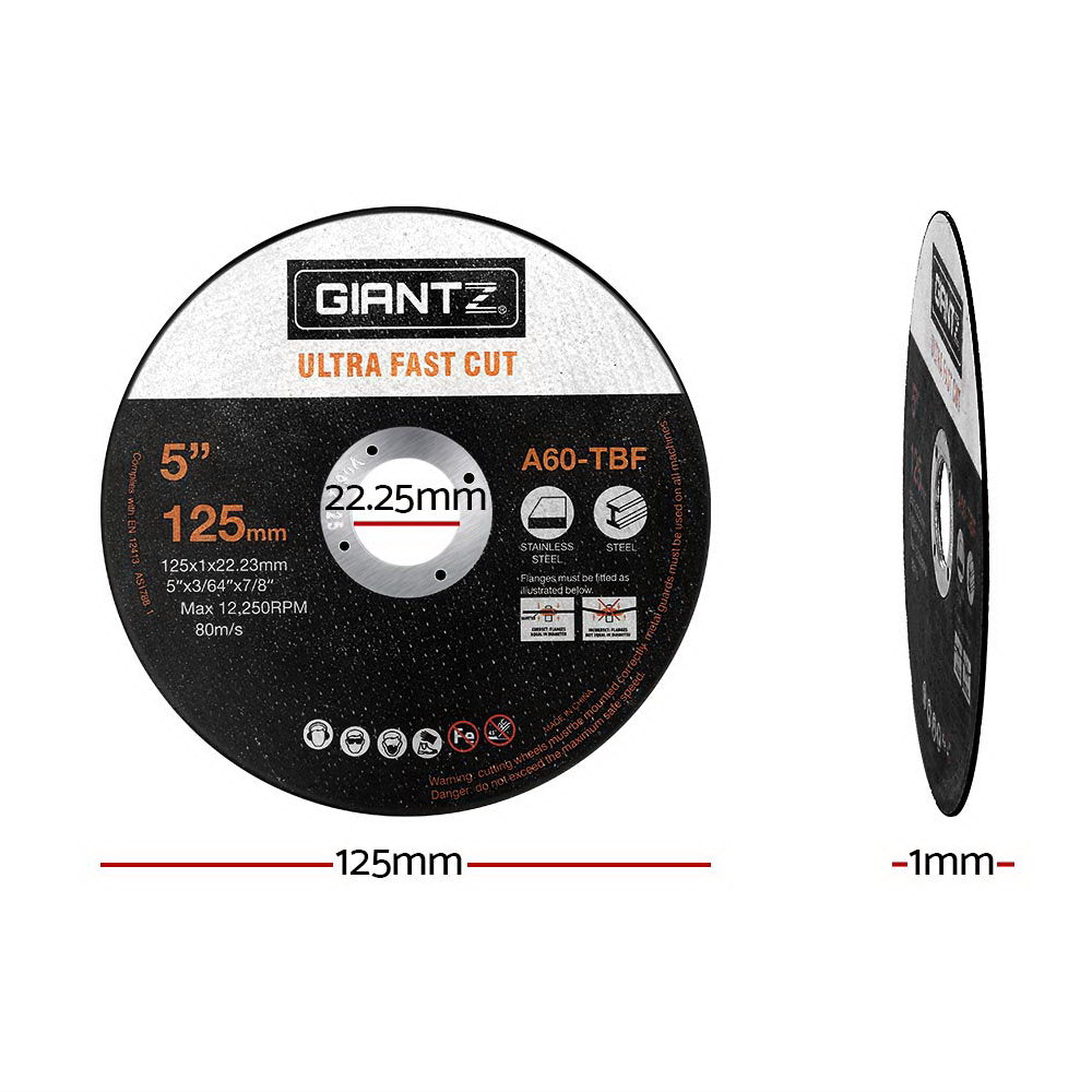 Giantz 200-Piece 5" Cutting Discs 125mm Angle Grinder Metal Thin Cut-Off Wheels