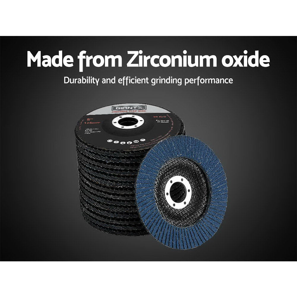Giantz 100-Pack 5" Zirconia Flap Discs 80 Grit for Angle Grinders