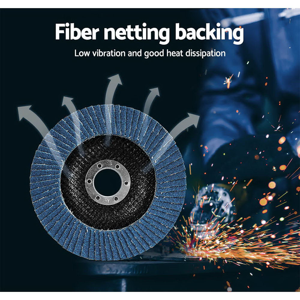 Giantz 100-Pack 5" Zirconia Flap Discs 80 Grit for Angle Grinders