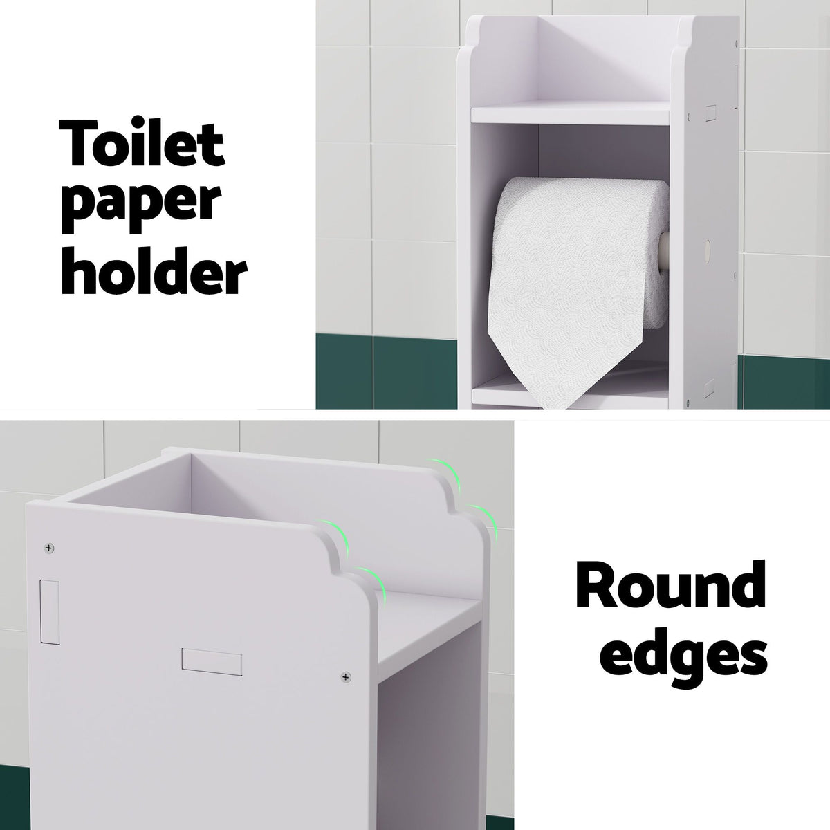 Artiss 2X Bathroom Storage Cabinet with Toilet Roll Holder 76cm