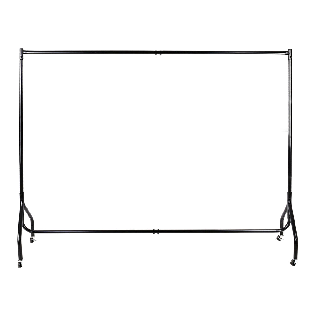 Artiss 6FT Metal Clothes Rack Airer Coat Stand Black Wheels