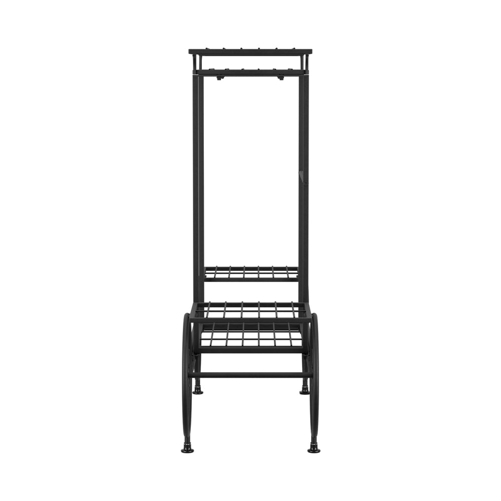 Artiss 6-Tier Iron Plant Stand Black 4-Wheeler