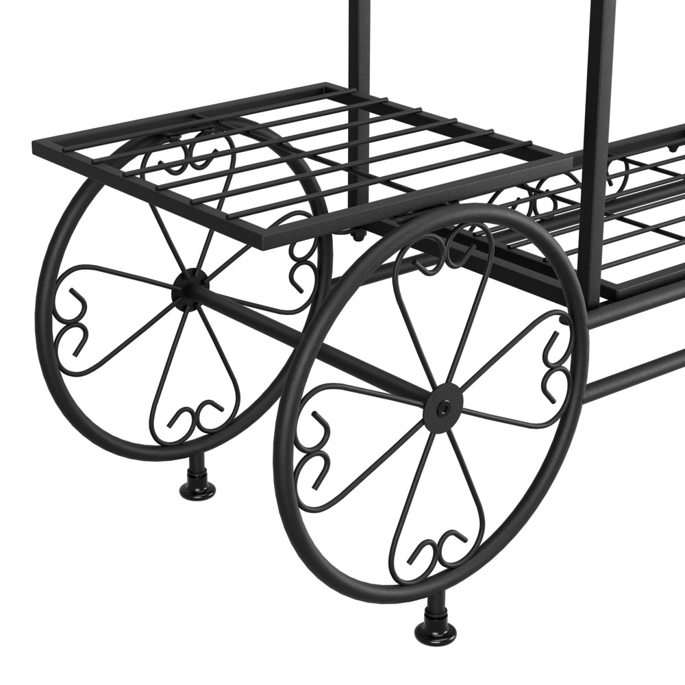Artiss 6-Tier Iron Plant Stand Black 4-Wheeler