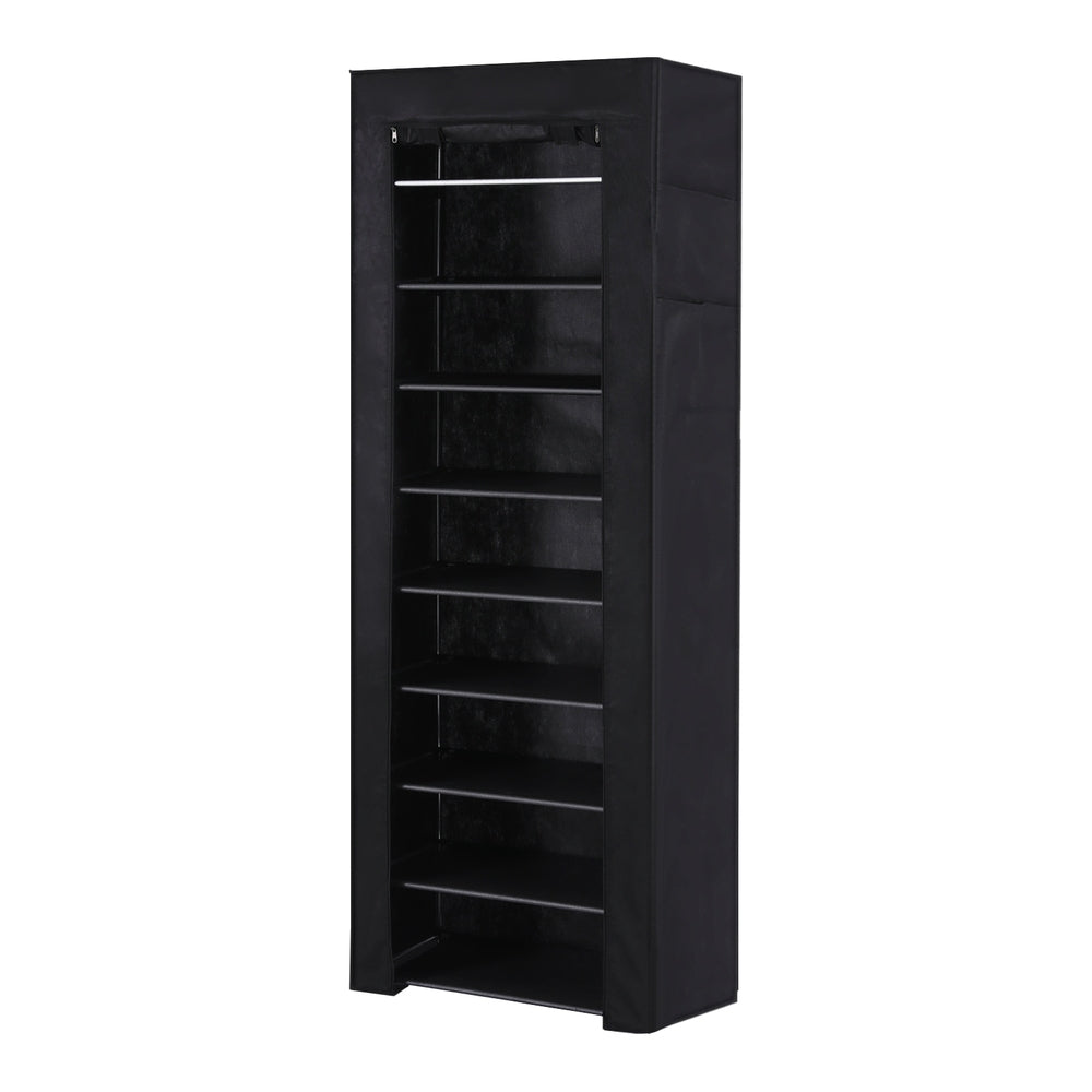 Chad 10-Tier Shoe Rack Cabinet Removable Cover Black