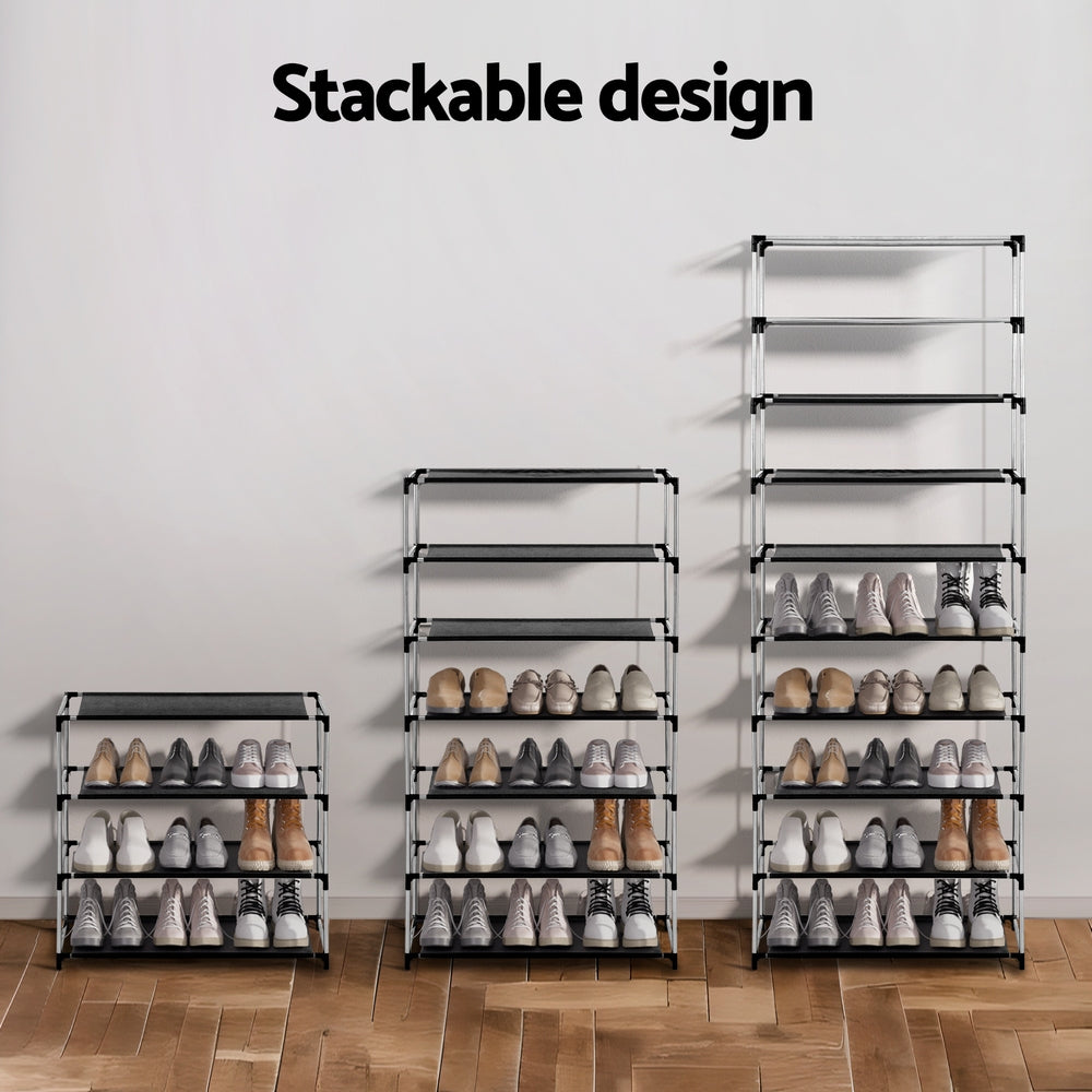 Chad 10-Tier Shoe Rack Cabinet Removable Cover Black