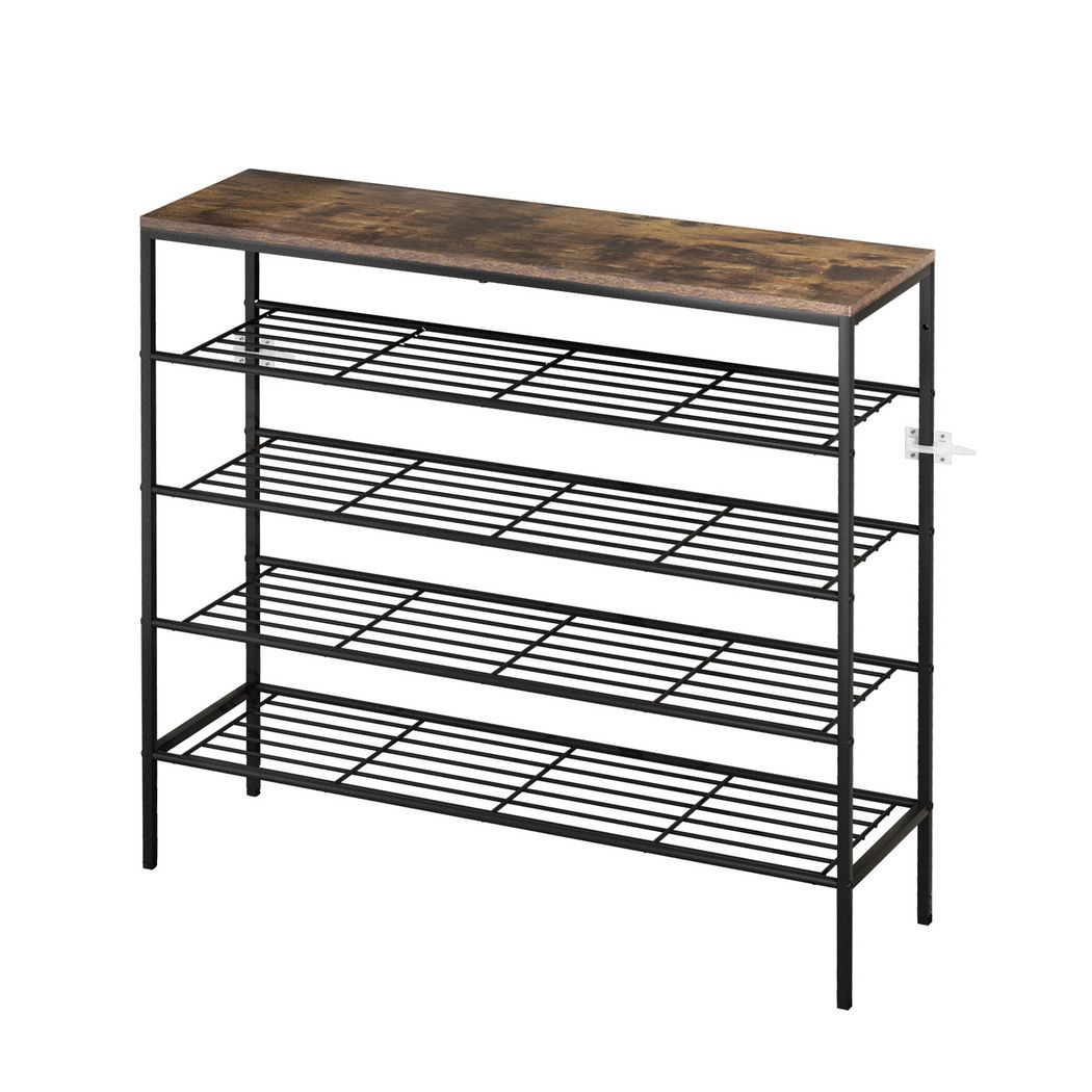 Bob Industrial Shoe Rack 5-Tier 25 Pairs Walnut