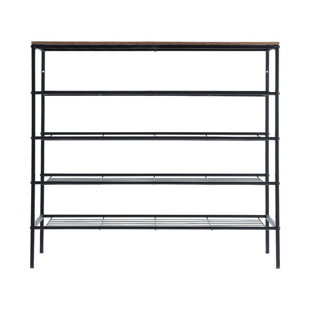 Bob Industrial Shoe Rack 5-Tier 25 Pairs Walnut