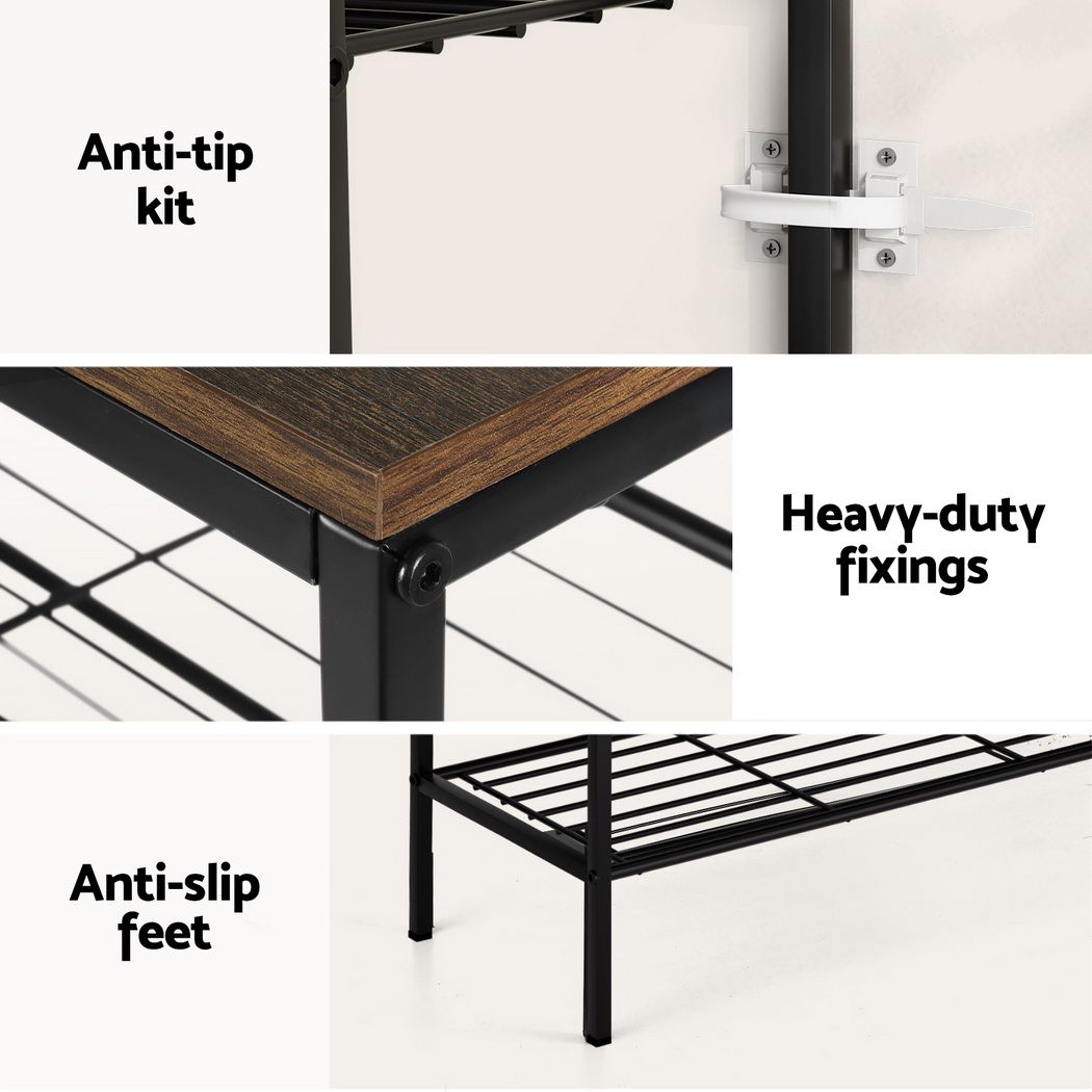 Bob Industrial Shoe Rack 5-Tier 25 Pairs Walnut