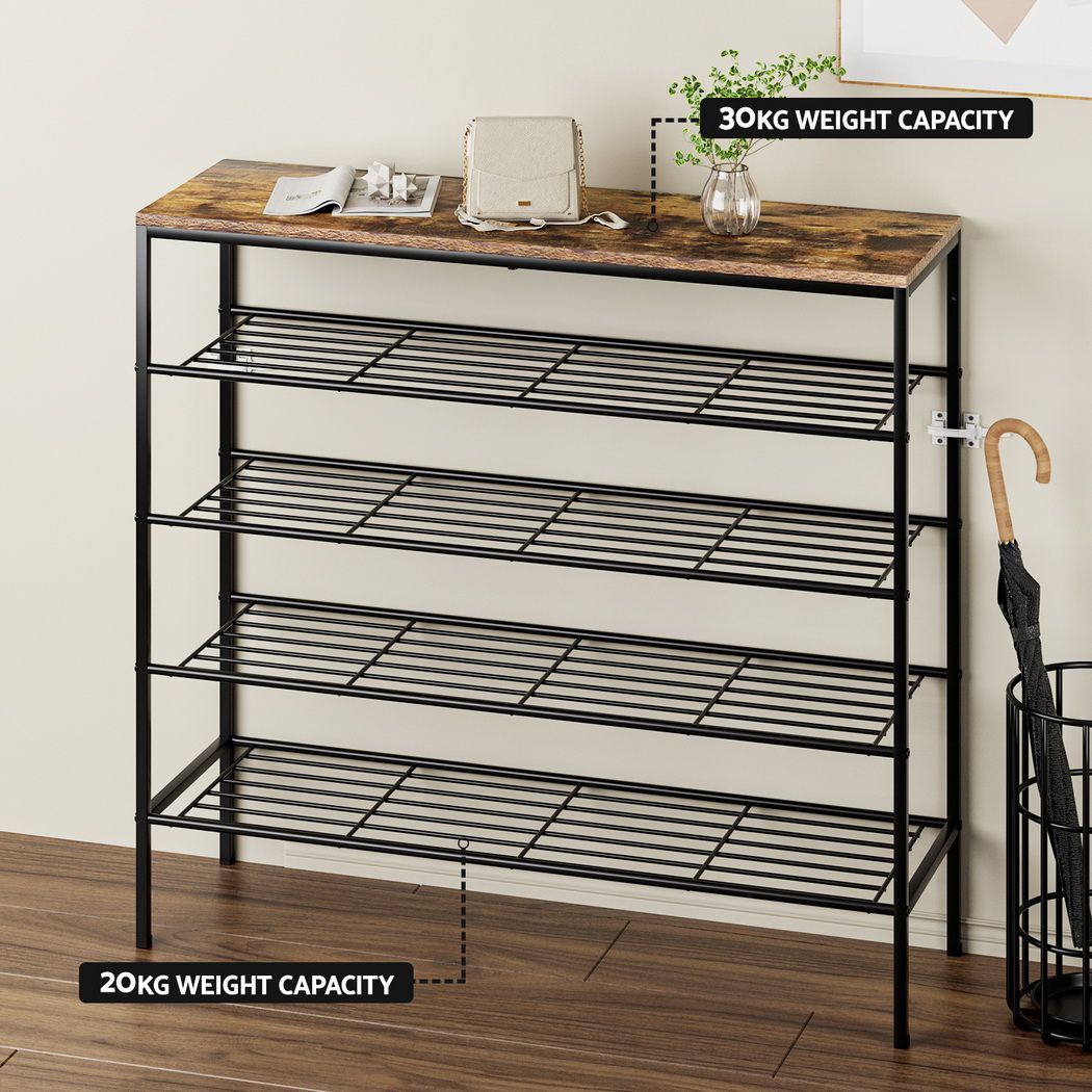 Bob Industrial Shoe Rack 5-Tier 25 Pairs Walnut