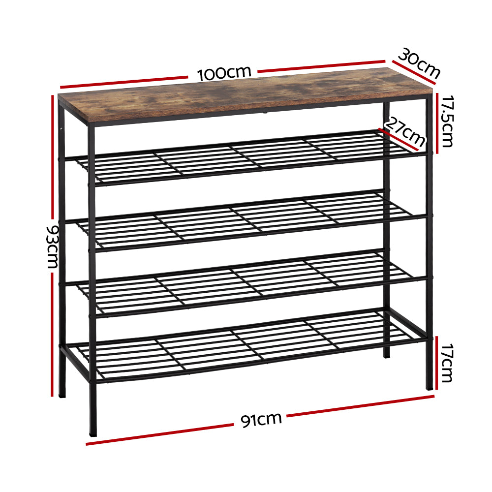 Bob 5-Tier Shoe Rack 25 Pairs Walnut Black