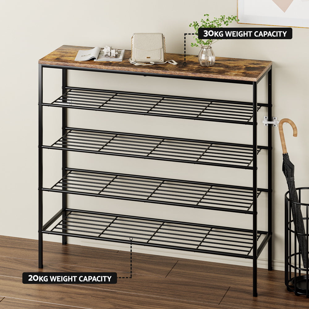 Bob 5-Tier Shoe Rack 25 Pairs Walnut Black