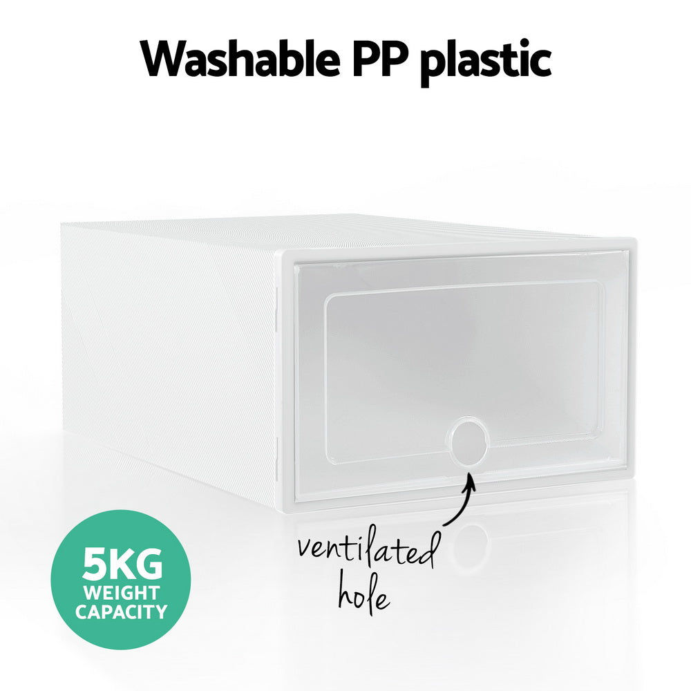 Abel Stackable Shoe Box Rack Set of 12 White