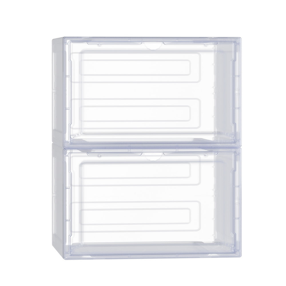 Sade Stackable Shoe Storage Boxes Set of 2 Magnetic Door Transparent