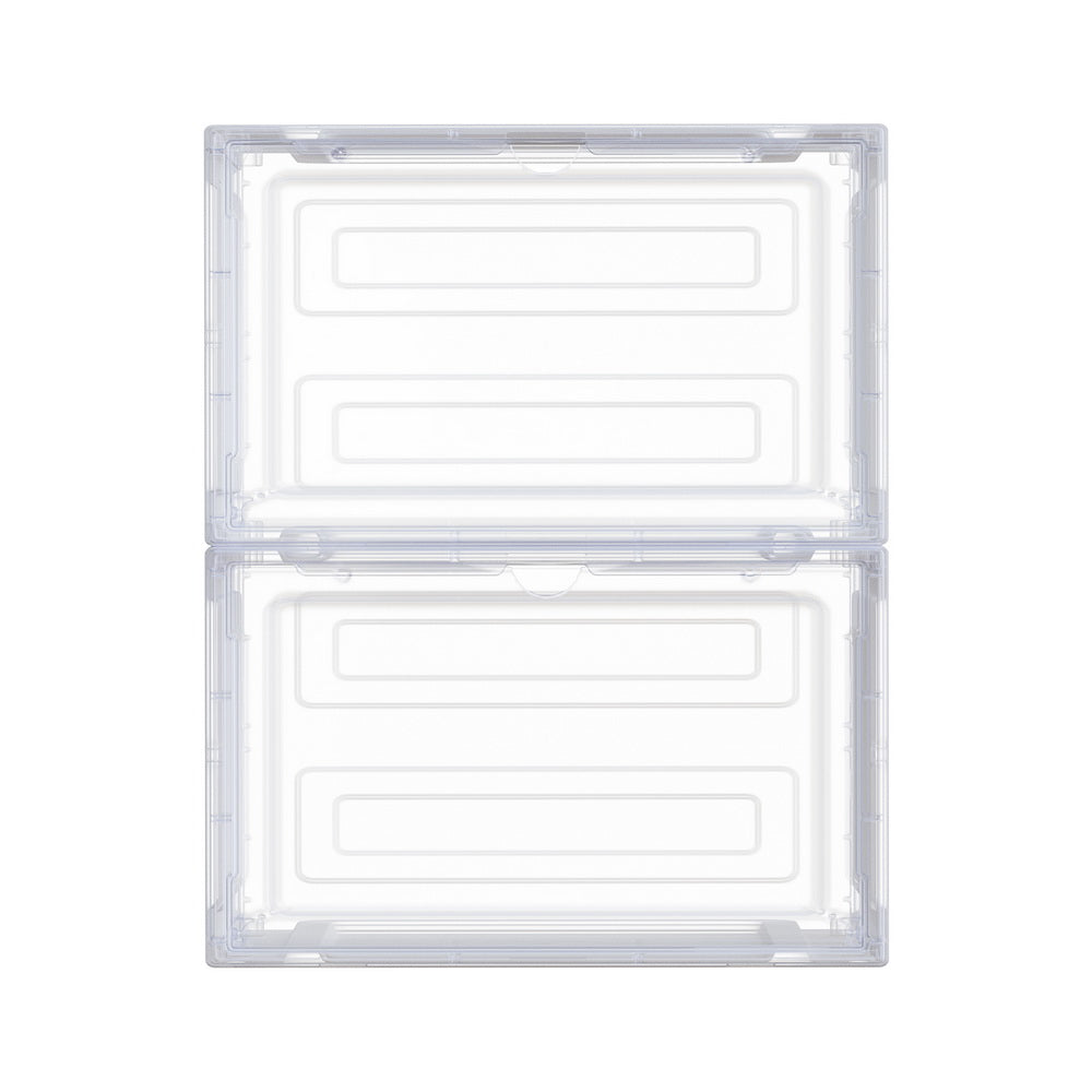 Sade Stackable Shoe Storage Boxes Set of 2 Magnetic Door Transparent