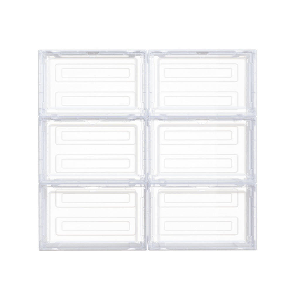 Sade 6-Pack Stackable Shoe Storage Boxes Magnetic Door Transparent