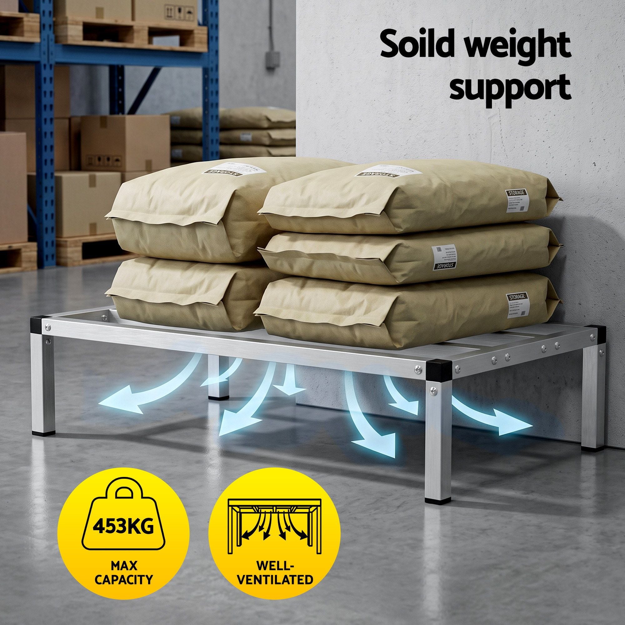 Giantz 91x51cm Aluminum Dunnage Rack Heavy Duty Kitchen Storage Platform