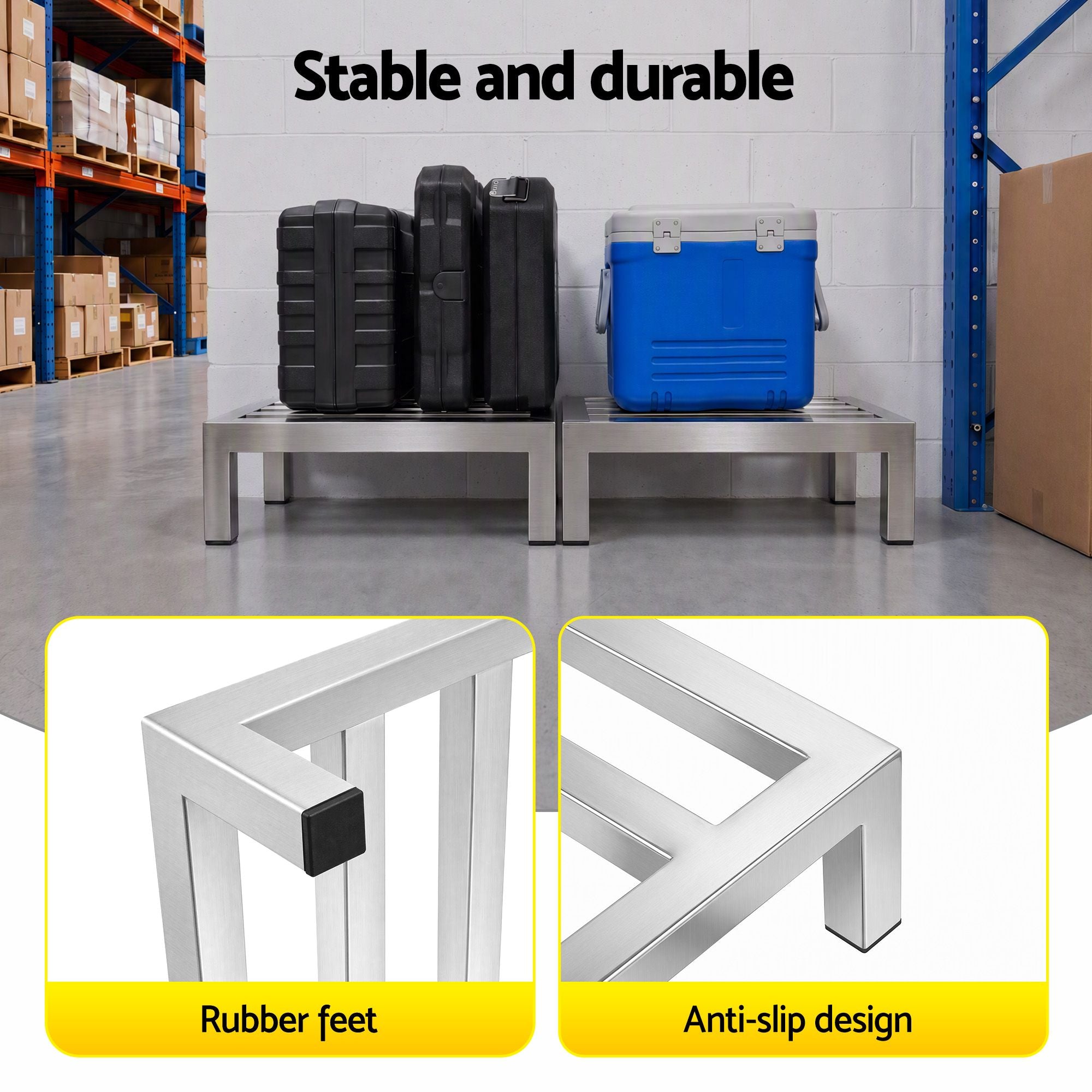 Giantz 35x35cm Dunnage Rack 2-Pack Stainless Steel Kitchen Floor Stand