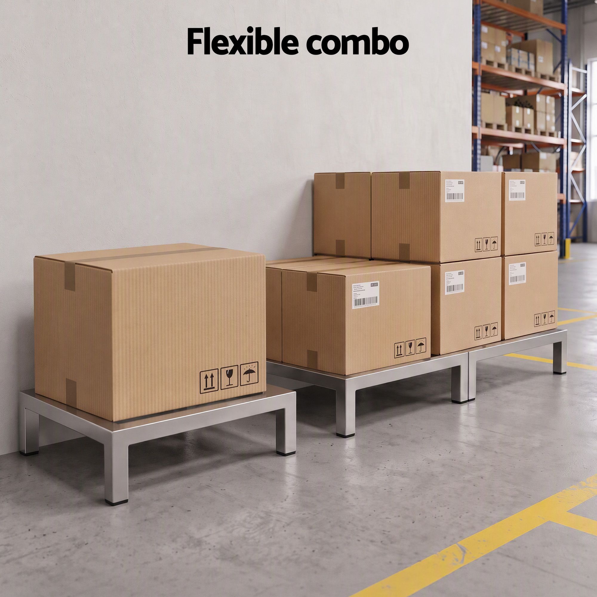 Giantz 35x35cm Dunnage Rack 2-Pack Stainless Steel Kitchen Floor Stand